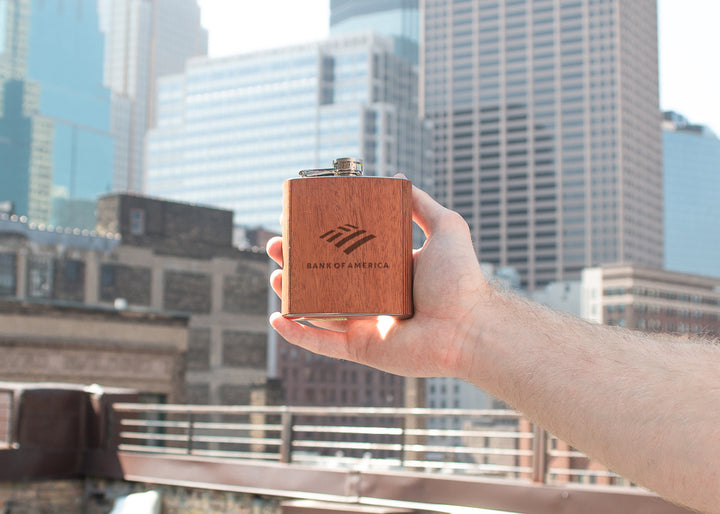 Wood Custom Flask 6 oz. with Corporate Logo