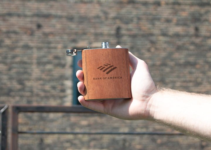 Wood Custom Flask 6 oz. with Corporate Logo