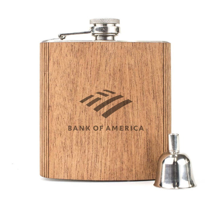 Wood Custom Flask 6 oz. with Corporate Logo